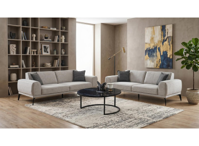 Sofa set 3-Sitzer Sofas(2x) Couchtisch Modern Grau Anthrazit Stilvoll