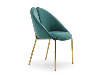Edler Design Esszimmerstuhl Teal Samt Goldene Beine Glanzvoll