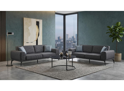 Sofa set 3-Sitzer Sofas(2x) Modern Schwarz Grau Anthrazit Stilvoll bequem
