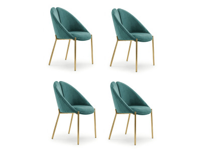 Teuer Premium Esszimmerstühle 4er Set Grün Teal Velours Gold