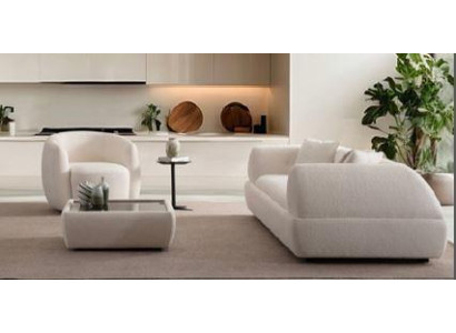 Sofa Sessel Kaffeetisch Beige Modern Wohnzimmer komfortabel