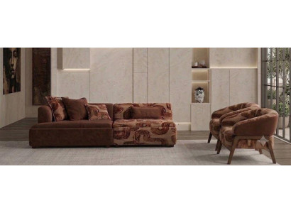 3 Sitzer Sofa 2x Sessel Braun Wohnzimmer geräumig komfortabel