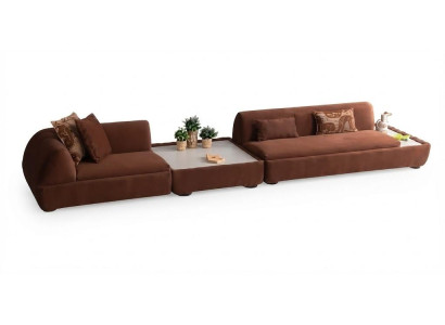 3 Sitzer Sofa Braun Wohnzimmer geräumig komfortabel praktisch Modern