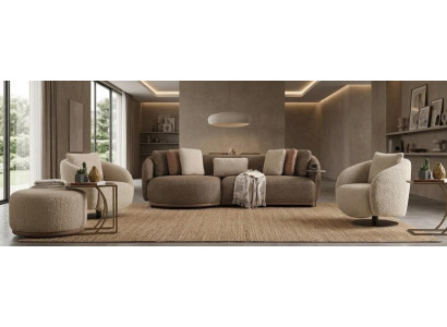 3-Sitzer Sofa Sessel Couchtisch Braun bequem Modern komfortabel