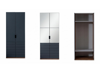 Stilvoller Kleiderschrank mit Spiegel Anthrazit Grau Schrank Loft