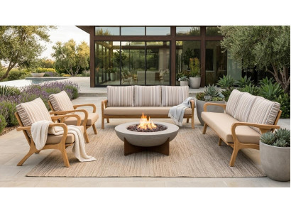Gartenlounge Set 3-Sitzer Sofa Beige Kissen Sessel Weich Komfortabel