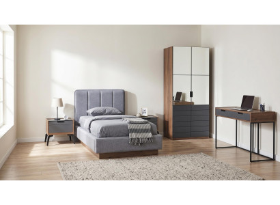 Jugendzimmer Set Modernes Loft Bett 2 Nachttische Schreibtisch Schrank