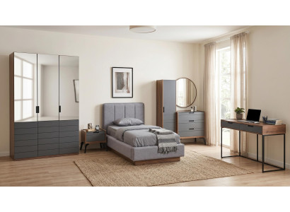 Jugendzimmer Set Modernes Loft Bett 2 Nachttische Schreibtisch Schrank Blau