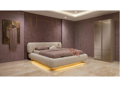 Bett Schrank Schlafzimmer Stil modern beige geräumig komfortabel