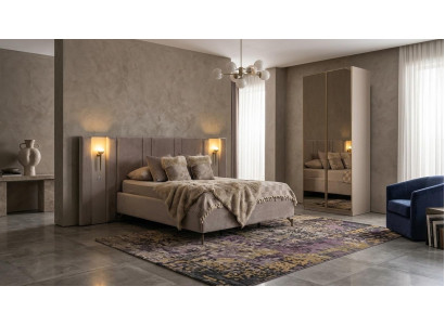 Bett Schrank Schlafzimmer Stil modern beige bequem geräumig