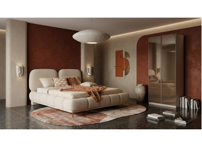 Bett Schrank Schlafzimmer Stil modern beige bequem praktisch