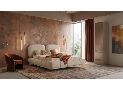 Bett Einzelschrank Schlafzimmer Stil modern beige bequem geräumig