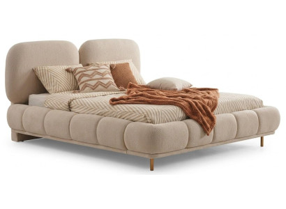 Bett 2x Nachttische Schrank Schlafzimmer Stil modern beige komfortabel