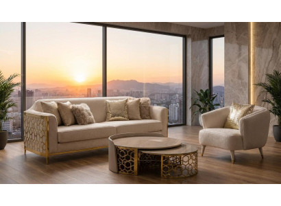 Moderne Wohnzimmer Garnitur mit Sofa Sessel Couchtisch