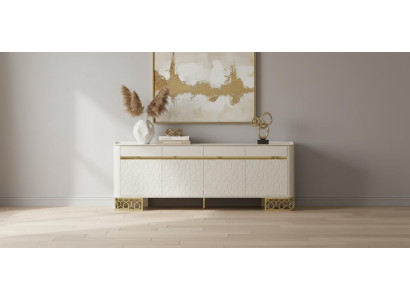 Elegantes Sideboard Weiss mit Gold Akzent Design