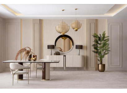 Elegantes Esstisch Ensemble mit Stuehlen Konsole mit Spiegel