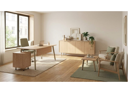 Modernes Büro Set mit Schreibtisch Braun Sideboard Designer Möbel