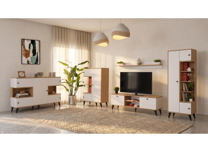 Weißes TV-Set Konsole TV-Unterschrank Regal Bücherregal Wohnzimmermöbel