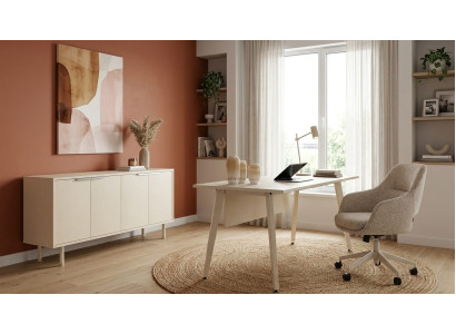 Weiße Bürogarnitur Moderner Computertisch Designer Sideboard 2tlg