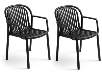 Kunststoff 2x Armchair Vertikalen Leisten Rückenlehne Sitzfläche