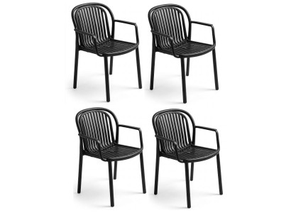Kunststoff 4x Armchair Vertikalen Leisten Rückenlehne Sitzfläche