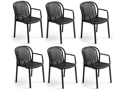 Kunststoff 6x Armchair Vertikalen Leisten Rückenlehne Sitzfläche