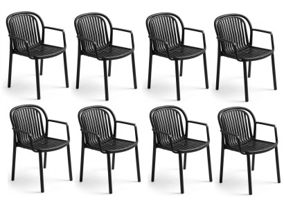 Kunststoff 8x Armchair Vertikalen Leisten Rückenlehne Sitzfläche