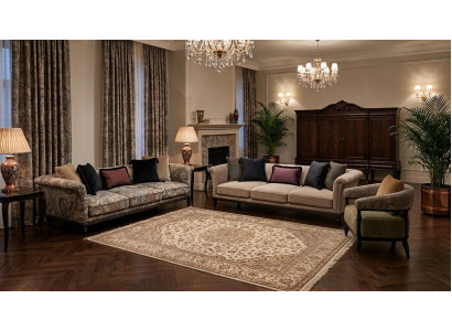 Sofa Set 3-Sitzer Sofa Sessel Hochwertig Modern Gepolstert Zeitlos