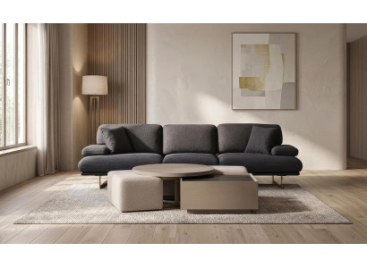Sofa Set Couchtisch Hocker Modern Schwarz Edel Luxus Polster Design