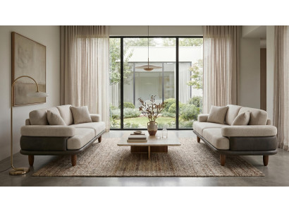 Modernes beiges Wohnzimmer-Set Sofas Stoffsofas Polstermöbel