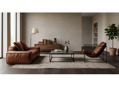 Wohnzimmer Set Sessel 2 Sitzer Sofa Modern Braun Luxus Hochwertig