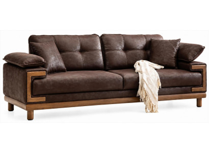 Sofa Braun Modern Holz Polstersofa Wohnzimmer Komfort Design