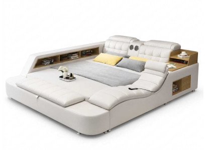 Weiß Multifunktionsbett mit Stauraum Designer Komfortbett Relaxfunktion