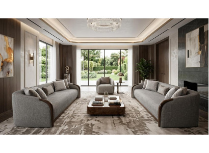 Sofa Set 3-Sitzer Sofa Sessel Hochwertig Modern Gepolstert
