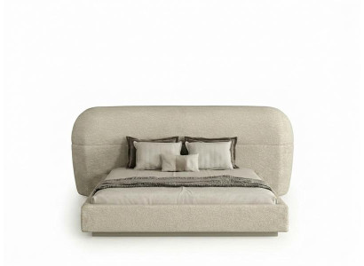 Modernes Polsterbett Beige Doppelbett Schlafzimmer Design Kopfteil