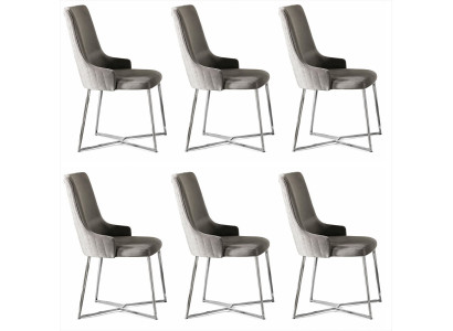 6x Esszimmerstühle Polsterstuhl Textil Metall Modern Stuhl Set