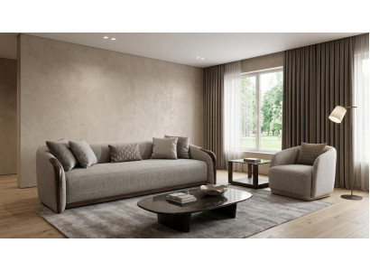 Sofa Set 3-Sitzer Sofa Sessel Hochwertig Modern Gepolstert Zeitlos