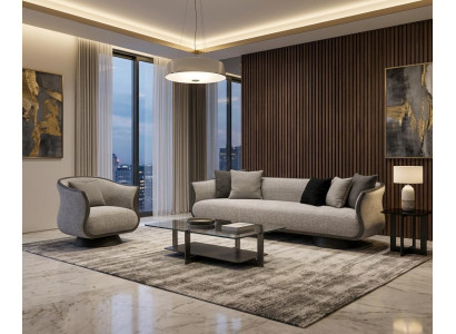 Sofa Set 3-Sitzer Sofa Sessel Hochwertig Modern Gepolstert Zeitlos