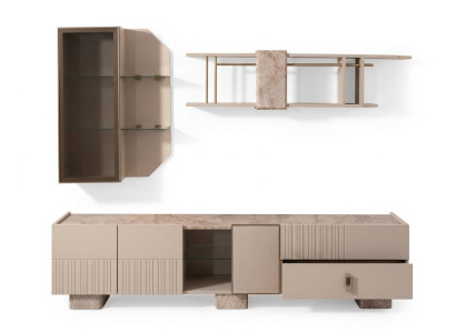 Beiges TV-Set TV-Kommode Regal Designer-Set Wohnzimmer-Set