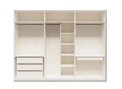 Kleiderschrank Sechstürig Beige Modern Design Glastüren Garderobe
