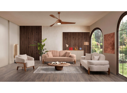 Cremefarbene Wohnzimmergarnitur Sofas Stoffsofas moderner Stil