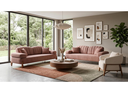 Luxuriöses braunes Wohnzimmer-Set Sofas Stoffsofas Sessel