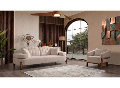Beiges Wohnzimmer-Set  2-Sitzer-Sofa Sessel Stoffsofas moderner hohe Qualität