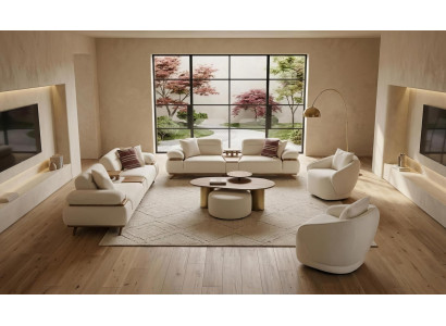 Sofa Set Sofa Sessel Couchtisch Hocker Modern Edel Luxus Garnitur