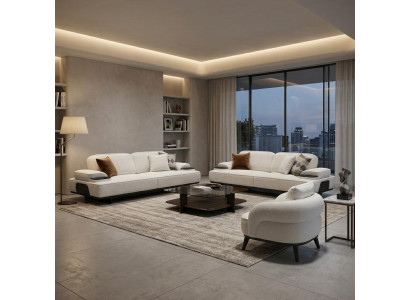 Sofagarnitur Sofas Sessel Weiß Modern Elegant Couchgarnitur Set