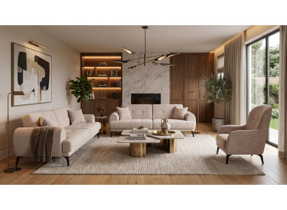 Modernes beiges Wohnzimmer-Set Sofas Stoffsofas Design-Sofas