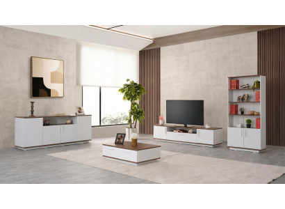 Weißes TV-Set TV-Ständer Couchtisch Konsole Bücherregal Wohnzimmermöbel