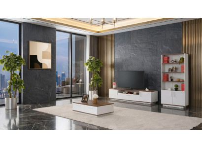 Moderner weißer TV-Set TV-Ständer Couchtisch Bücherregal  Wohnzimmer