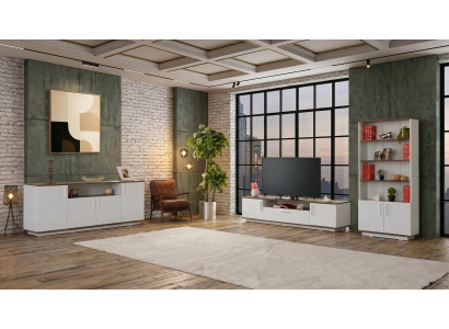 Weißes TV-Set stilvoller TV-Ständer Konsole Bücherregal modernen Stil