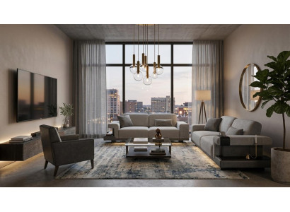Wohnzimmer Set mit 3+3 Sitzern im modernen und eleganten Stil